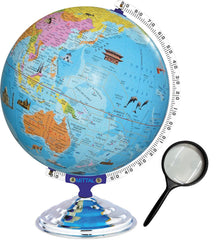 Globe 16 Inch Height, 12 Inch Diameter With Monuments Educational World Globe With 75mm Magnifying Glass Desk & Table Top Political Globe, Pack Of 1