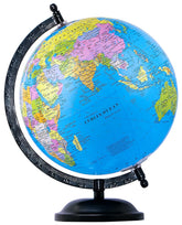Educational Globe - 10 Inches Height Metal Base World Globe For Home & Office Decor & Gifting, Show Piece, Blue, Pack Of 1