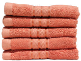 Solance Super Cotton Hand Towel 1000 Gsm | Ultra Soft & Super Absorbent Hand Towel (Peach) - Set Of 5