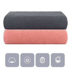 Casa Copenhagen Designed In Denmark Popcorn Super Soft 2 Pieces 100% Cotton Large Bath Towel 525 Gsm - Pine Grey & Malibu Peach