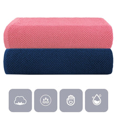 Casa Copenhagen Designed In Denmark Popcorn Super Soft 2 Pieces 100% Cotton Large Bath Towel 525 Gsm - Navy & Pink