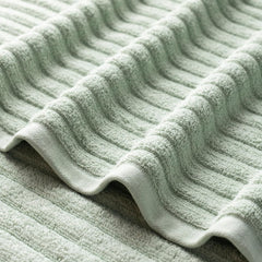 Vilasiya 100% Cotton Elace Ribbed Style Bath Towel 600 Gsm | Zero Twist Yarn Luxurious Soft, Extra Absorbent & Plushy (Light Green)