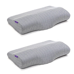 Ultimate Contour Cervical Neck Pillow, For Pain Relief Sleep, Grey Mesh Color | Improves Posture, Neck Cushion With Ultra Responsive Memory Foam & Skin Friendly Cover - Pack Of 2