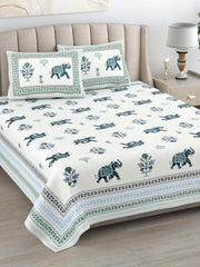Jaipuri Bedsheet For Double Bed With 2 Pillow Covers - 90 X 108 Inches, Multicolor | Pure Cotton Bedsheet King Size Bed | Soft & Breathable Fabric