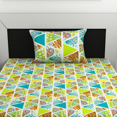 100% Cotton Single Bedsheet With 1 Matching Pillow Covers - 57 X 87 Inches, Multicolor | Perfect For Home & Gifts - Softness & Natural Breathability
