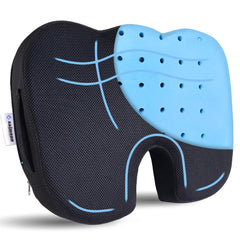 Cooling Gel Memory Foam Pillow, Orthopedic Coccyx Cushion For Tailbone Pain, Black - 18 X 14 X 3 Inch | Coccyx Pillow For Sitting Comfort | Tailbone Pain Relief Cushion For Coccyx, Sciatica