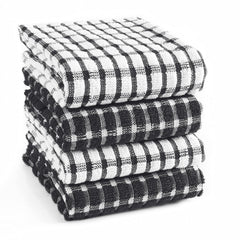 Furnofy Kitchen Cleaning Towel 340 Gsm | Soft & Absorbent Hand Towel For Kitchen Cleaning & Quick Drying Of Plates & Glasses (Black)- Set Of 4