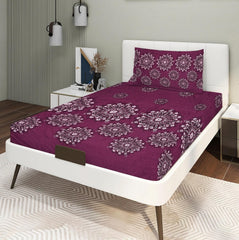 Glace Cotton Super Soft Bedsheets Single Bed Size (60 X 90 Inch) With 1 Pillow Cover | All Around Elastic Fitted Bedsheets, Wine