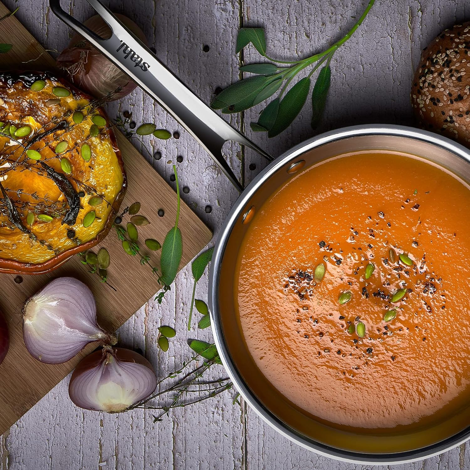 Triply Stainless Steel Wok With Lid | Deep Fry Pan Or Kadai With Induction Base - 22cm, 2 Liters Triply Stainless Steel Wok With Lid | Deep Fry Pan Or Kadai With Induction Base - 22cm, 2 Liters