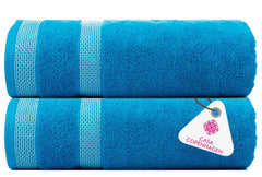 Casa Copenhagen Egyptian Cotton Exotic Hand Towel 400 Gsm (S Teal Blue)- 2 Pcs
