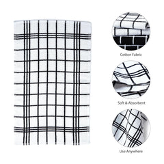 Encasa Xo Kitchen Towels 350 Gsm | Highly Absorbent Cotton Terry Towels Multipurpose For Washing Dishes & Cleaning Pack Of 4 (Black)