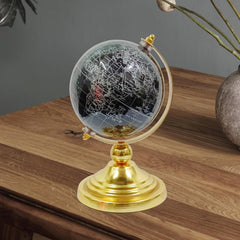 Midnight Majesty Globe 20 Cm Height, 14 Cm Diameter Rotating World Globe For Home & Office Table Decor, Gifting, Show Piece Educational For Kids & Students Learning , Pack Of 1