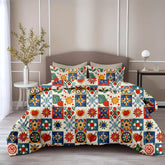 1 King Size Bedsheet With 2 Pillow Covers - 104 X 104 Inches, Multicolor | Soft Wrinkle Free & Breathable Bedsheets - Durable & Long Lasting Bedsheet