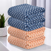 Heart Home Microfibre Bath Towel 1120 Gsm | Quick Dry Absorbent Gym Sweat Workout & Shower Body Towel - Golden & Blue (4 Pcs)