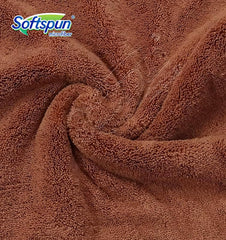 Softspun Microfiber High Loop Cleaning Cloths Towel 500 Gsm | Highly Absorbent, Lint & Streak Free, Multi-Purpose Wash Cloth For Kitchen, Window, Silverware - Pack Of 4 (Brown)