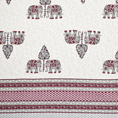 1 Queen Size Bedsheet For Double Bed With 2 Pillow Covers (90 X 108 Inches) Cream & Maroon | Beautiful Printed Designs - Breathable 100% Cotton Bedsheet Comfortable