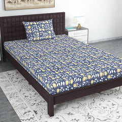 1 Single Bedsheet With 1 Pillow Cover - 57 X 87 Inches, Blue | Skin Friendly Fabric For Everyday Use - Soft, Breathable & Comfortable Sleeping