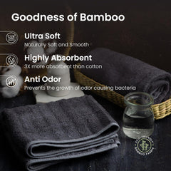 Mush Bamboo Hand Towels 600 Gsm | 100% Bamboo Gym Towel For Men & Women Workout Ultra Soft, Absorbent & Quick Dry Towel (Grey)- Set Of 2