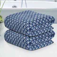 Kuber Industries Microfiber Bath Towel 700 Gsm | Large Size Soft Quick Dry & Absorbent Shower Bath Towel (Circle - Blue)- Pack Of 2