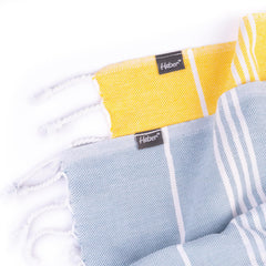 Haber Premium Basic Large Size 100% Cotton Towel 600 Gsm | Soft, Absorbent & Comfortable Quick Dry Bath Towels - Yellow & Sea Glass (2 Pcs)