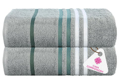 Casa Copenhagen Egyptian Cotton Exotic Hand Towel 400 Gsm (Flint Pine Grey)- 2 Pcs
