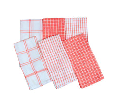 Pixel Home Cotton Multi-Purpose Terry & Waffle Dish Cloths Kitchen Wiping Cleaning Towel 300 Gsm -Set Of 6 (Pink)