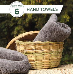 Heelium Bamboo Hand Towel 1200 Gsm | Ultra Absorbent & Anti-Bacterial 3x Softer Than Cotton Towels Pack Of 6 - Grey