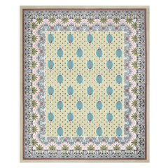 Traditional Rajasthani Cotton Bedsheet For King Size With 2 Matching Pillow Cover | 90 X 108 Inches, Beige & Green | Soft & Comfortable Fabric