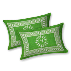 Printed Double Bedsheets For King Size With Tow Matching Pillow Covers - 90 X 100 Inches, Green & White | Comfort Jaipuri Collection Bedsheet - Suitable For All Seasons