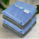 Heelium Bamboo Bath Towel 4x Softer & Quick Drying 400 Gsm (Iris & Grey)