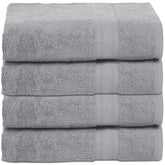 Ambra Linens Highly Absorbent 100% Cotton Bath Towel 500 Gsm | Soft & Plush All Seasons Use, Large, Everyday Use, Durable (4 Pcs) -Light Grey