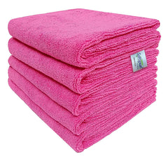 Softspun Microfiber Cleaning Cloths Towel 340 Gsm | Thick Lint & Streak-Free Multipurpose Cloths Automotive Microfibre Towels For Car, Bike Cleaning Polishing Washing Pack Of 5 (Pink)