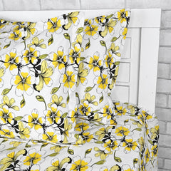 Cotton Extra Double Bedsheet For King Size With 2 Pillow Covers | 108 X 108 Inches, Yellow & White - Ideal For Home, Guest House, Hotel | Soft & Breathable Fabric