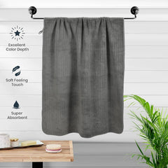 Urbanleaf Microfiber Large Bath Towel 300 Gsm | Quick Dry Super Absorbent For Men & Women (Grey Stripe)
