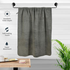 Urbanleaf Microfiber Large Bath Towel 644 Gsm | Quick Dry Super Absorbent Bath Towel For Men & Women | (Green & Grey Stripe)
