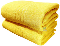 Lush Haven Decor Extra Large Big Men Bath Towel 1000 Gsm | 100% Pure Cotton Full Size Xxxl Ultra Soft, Absorbent & Quick Dry Towel (Yellow) - Pack Of 2