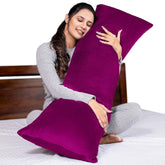 Microfiber Body Side Pillow For Sleeping For Pregnancy, Purple - 53 X16 Inch | Long Cuddle Pillow For Hugging, Relaxing, Washable, Premium Velvet Outer Cover With Zip, Adjustable Pillow