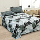 Bedsheets For Double Bed With 2 Pillow Cover - 92 X 98 Inches, Army Green & Grey | Satin Finish Microfiber Queen Size Bedsheet | Skin Friendly & Breathable Fabric