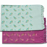 100% Printed Thin Towel 700 Gsm | Quick Dry & High Absorbent Thorthu Bath Cotton Towels (Purple & Sage Green) - Set Of 2