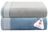 Casa Copenhagen Germany Design 100% Cotton 2 Pieces Large Bath Towel 850 Gsm - Grey Violet & Dusty Blue