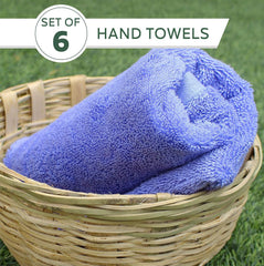 Heelium Bamboo Hand Towel 1200 Gsm | Ultra Absorbent & Anti-Bacterial 3x Softer Than Cotton Towels Pack Of 6 - Iris