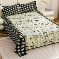King Size Bedsheet With 2 Pillow Covers - 88 X 106 Inches, Cream & Black | Summer Breathable & Wrinkle Free | Bedsheet Long Lasting & Soft To Touch