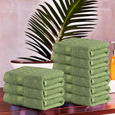 Kuber Industries Cotton Face Towel 1800 Gsm | Workout Gym Napkins Hand Towel For Men & Woman Quick-Drying Napkins -Green (Pack Of 9)