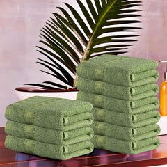 Kuber Industries Cotton Face Towel 1800 Gsm | Workout Gym Napkins Hand Towel For Men & Woman Quick-Drying Napkins -Green (Pack Of 9)