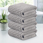 Kuber Industries Microfiber Bath Towel 1400 Gsm | Large Size Soft Quick Dry & Absorbent Shower Bath Towel (Zig Zag - Grey)- Pack Of 4