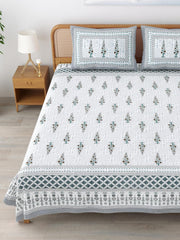 Sanskriti Bedsheet For Double Bed King Size With 2 Pillow Cover - 90 X 108 Inches, Grey | Soft, Durable & Stylish | Breathable & Skin-Friendly