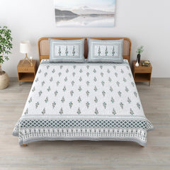 Sanskriti Bedsheet For Double Bed King Size With 2 Pillow Cover - 90 X 108 Inches, Grey | Soft, Durable & Stylish | Breathable & Skin-Friendly
