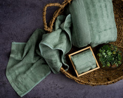 Mush Bamboo Luxurious Bath + Hand & Face Towel 900 Gsm | Ultra Soft, Absorbent & Antimicrobial Towel (Olive Green)- Pack Of 3