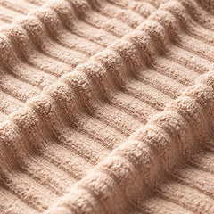 Vilasiya 100% Cotton Elace Ribbed Style Bath Towel 600 Gsm | Zero Twist Yarn Luxurious Soft, Extra Absorbent & Plushy (Beige)