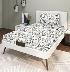 Glace Cotton Super Soft Bedsheets Single Bed Size (60 X 90 Inch) With 1 Pillow Cover | All Around Elastic Fitted Bedsheets, Off White